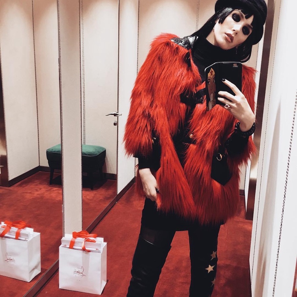 Gucci Bold Red Faux Fur Jacket